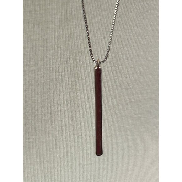 Express Silver and Gold Tone Dual Layer Bar Pendant Necklace Minimalist - Picture 2 of 7